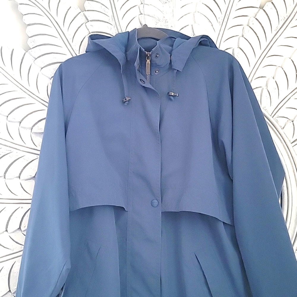 Vintage L.L. Bean Trench Coat Women's Petite Small Blue